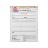 Glitzer Cupcake Bakery Sales Formular Rechnung Notizblock (Rotiert)