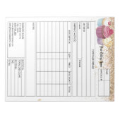 Glitzer Cupcake Bakery Sales Formular Rechnung Notizblock (Vorderseite)