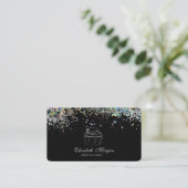 Glitzer Cupcake Farbige Konfetti, schwarz Visitenkarte (Stehend Vorderseite)