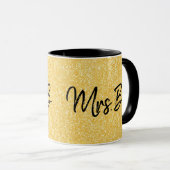 Glitzer Custom Yellow Gold Mrs. Initial Tasse (VorderseiteRechts)