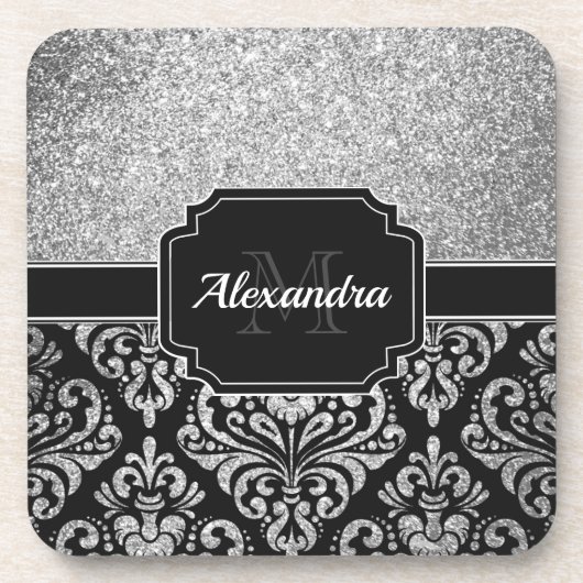 Glitzer Damask Getränkeuntersetzer (Vorderseite)