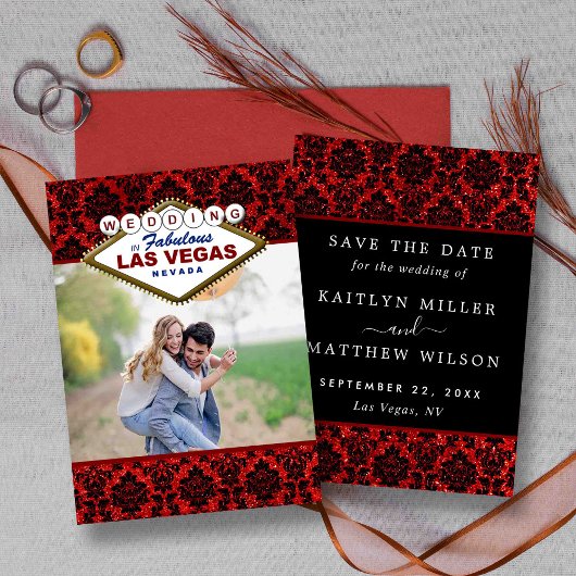 Glitzer Damask Las Vegas Foto Save the Date