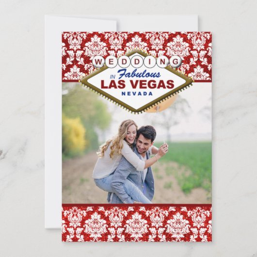 Glitzer Damask Las Vegas Foto Save the Date (Vorderseite)