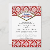 Glitzer Damask Las Vegas Hochzeit Probe Dinner Einladung (Vorderseite)