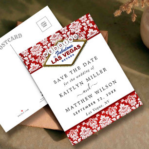 Glitzer Damask Las Vegas Wedding speichern das Dat Ankündigungspostkarte