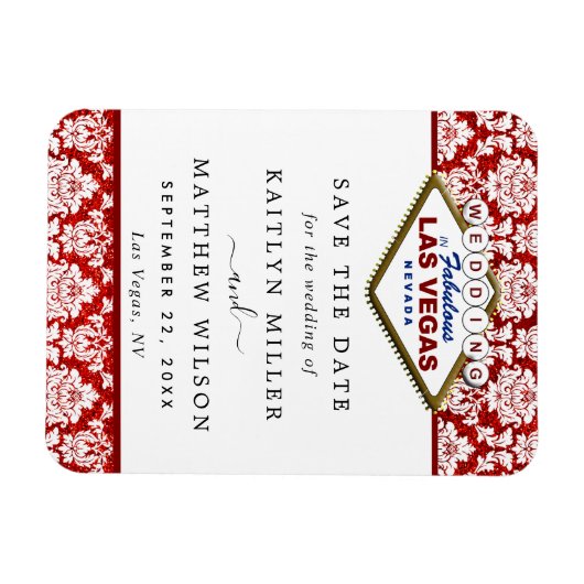 Glitzer Damask Las Vegas Wedding speichern das Dat Magnet (Horizontal)