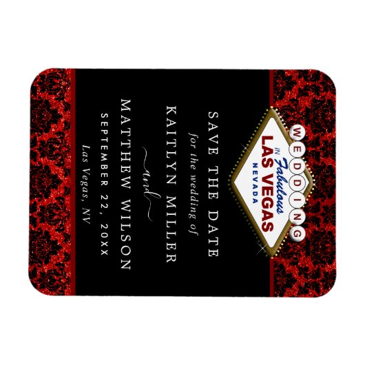Glitzer Damask Las Vegas Wedding speichern das Dat Magnet (Horizontal)