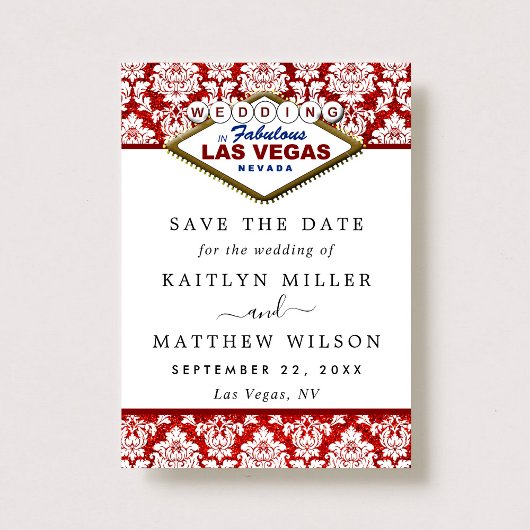 Glitzer Damask Las Vegas Wedding speichern das Dat Save The Date