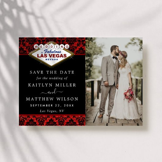 Glitzer Damask Las Vegas Wedding speichern das Dat Save The Date