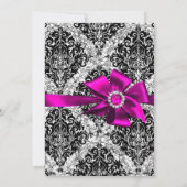 Glitzer Damask & Pink Jewel Bow Sweet 16 Einladung (Rückseite)