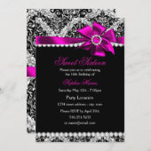 Glitzer Damask & Pink Jewel Bow Sweet 16 Einladung (Vorne/Hinten)