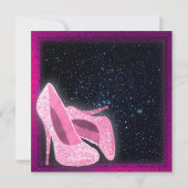 Glitzer Dancing Shoes Geburtstagsfeier Einladung (Rückseite)