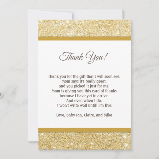 Glitzer-danken rosa Baby-Dusche Ihnen, Dankeskarte (Vorderseite)