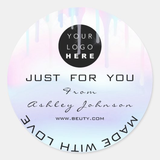 Glitzer Dankeschön Logo-Holograph aus blau weiß Runder Aufkleber (Vorderseite)