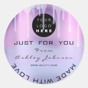 Glitzer Dankeschön Logo-Holograph aus Blue Lila Runder Aufkleber