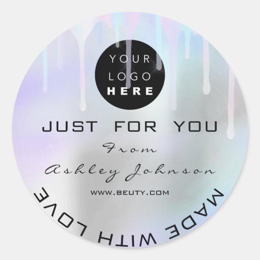 Glitzer Dankeschön Logo-Holograph aus graublau Runder Aufkleber (Vorderseite)