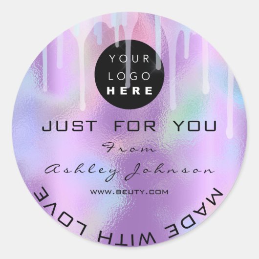 Glitzer Dankeschön Logo-Holograph Einmalige Tropfe Runder Aufkleber (Vorderseite)