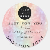 Glitzer Dankeschön Logo-Holograph Einzigartig rosa Runder Aufkleber (Vorderseite)