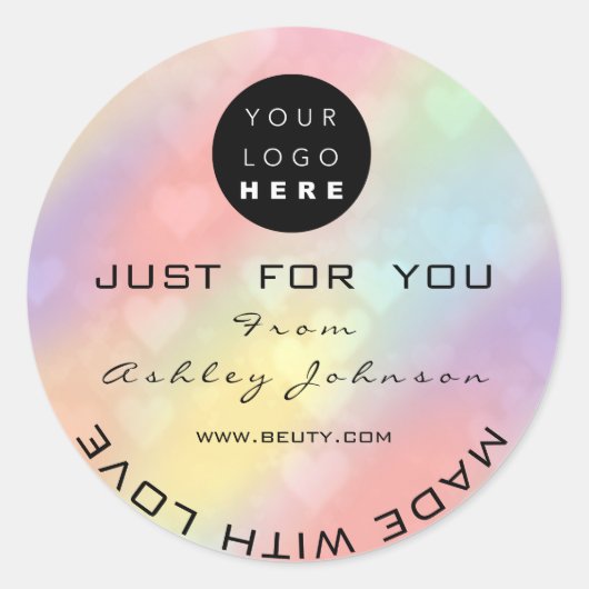 Glitzer Dankeschön Logo-Holograph Einzigartige ros Runder Aufkleber (Vorderseite)