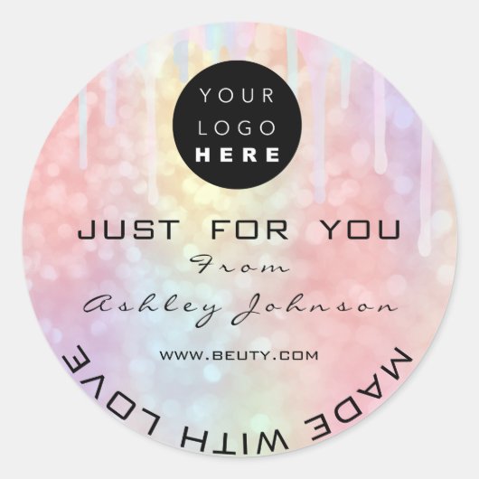 Glitzer Dankeschön Logo-Holograph Einzigartige ros Runder Aufkleber (Vorderseite)