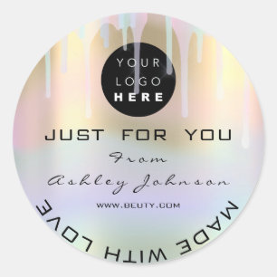 Glitzer Dankeschön Logo-Holograph Made Blue Gold Runder Aufkleber