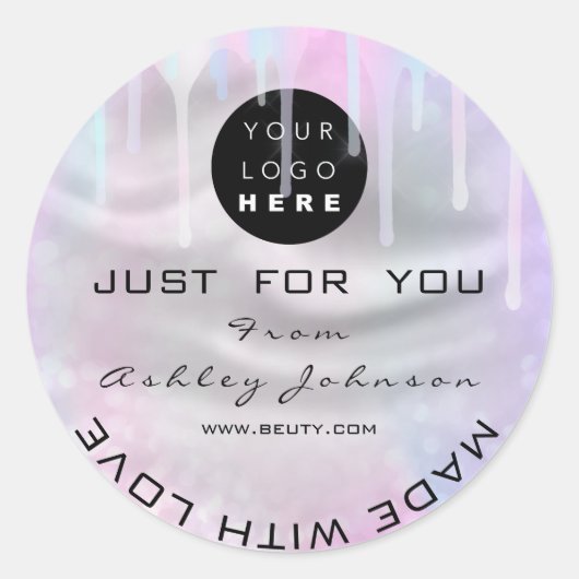 Glitzer Dankeschön Logo-Holograph Made Graay Liebe Runder Aufkleber (Vorderseite)