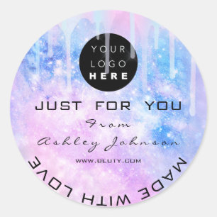 Glitzer Dankeschön Logo-Holograph Made Pink Liebe  Runder Aufkleber