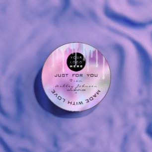 Glitzer Dankeschön Logo-Holograph Metal Pink Lila Runder Aufkleber