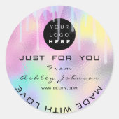 Glitzer Dankeschön Logo-Holograph Metal Pink Paste Runder Aufkleber (Vorderseite)