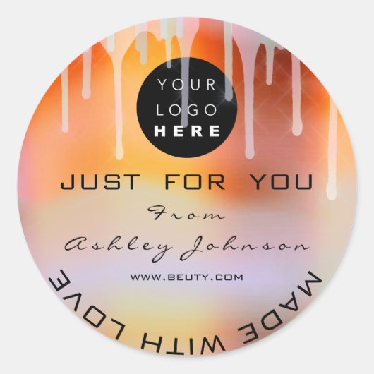 Glitzer Dankeschön Logo Holograph Metal Tropfen Co Runder Aufkleber (Vorderseite)