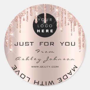Glitzer Dankeschön Logo Rose Gold aus Liebe Runder Aufkleber