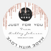 Glitzer Dankeschön Logokombinationen Rose weiß mit Runder Aufkleber (Vorderseite)