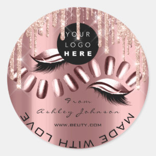 Glitzer Dankeschön Logos Rose Tropfen aus Liebe Na Runder Aufkleber