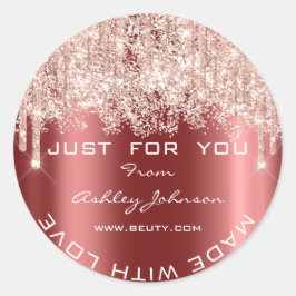 Glitzer Dankeschön von Liebe Burgundy Confetti Ros Runder Aufkleber