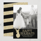 Glitzer Deer Foto Cards | Weihnachten (Vorne/Hinten)