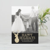Glitzer Deer Foto Cards | Weihnachten (Stehend Vorderseite)