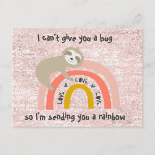 Glitzer denken Sie an Ihre Rainbow Sloth Post Card Postkarte