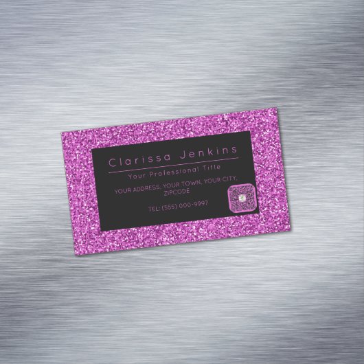 Glitzer der luxuriösen Makeup-Künstlerin Schwarz-R Magnetische Visitenkarte (Beispiel)