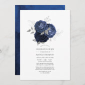 Glitzer der Marine und der Imitate Silver Celebrat Einladung (Vorne/Hinten)