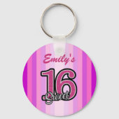 Glitzer der rosa Streifen Schlüsselanhänger (Vorderseite)