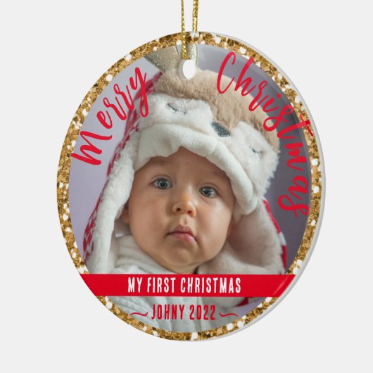 Glitzer des Ersten Babys Keramik Ornament (Links)