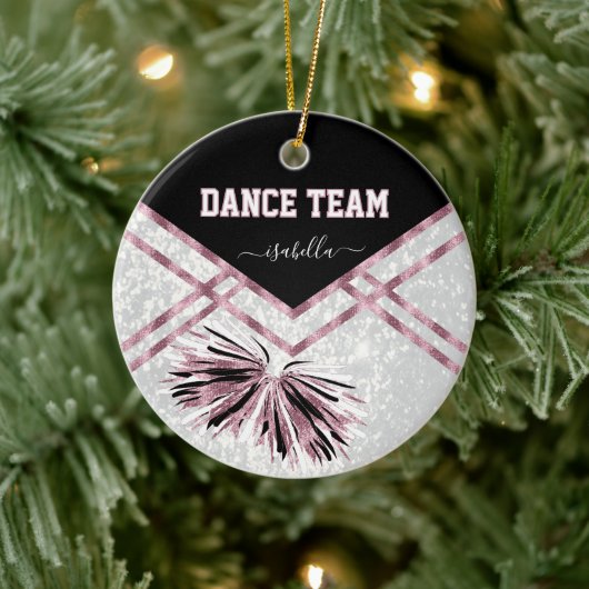 Glitzer des Tanzteams Schwarz, Weiß und Rosa Keramik Ornament (Baum)
