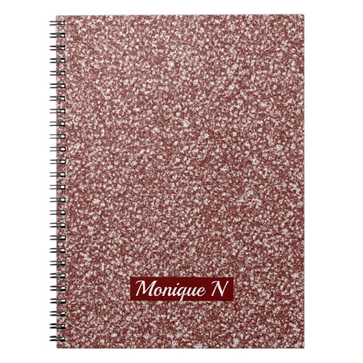 Glitzer Design Rose Gold Monogram Notebook Notizblock (Vorderseite)