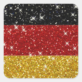 Glitzer Deutschland Flagge mit Glitzern Quadratischer Aufkleber