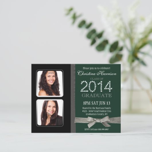 Glitzer-Diamant-bezaubernder doppelter Einladung (Stehend Vorderseite)