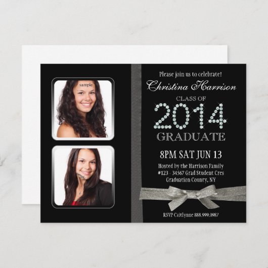 Glitzer-Diamant-bezaubernder doppelter Einladung (Vorne/Hinten)