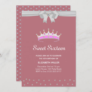 Glitzer Diamond 16 . Geburtstag auf Rose Gold Einladung