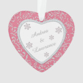 Glitzer Diamond Rahmen Rosa Damaske Valentine Ornament (Rückseite)