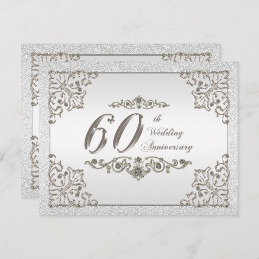 Glitzer Diamond zum 60. Hochzeitstag Einladung (Vorne/Hinten)