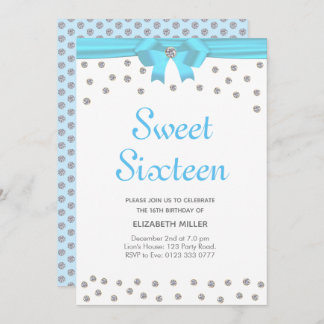 Glitzer Diamonds 16 . Geburtstag auf White Einladung